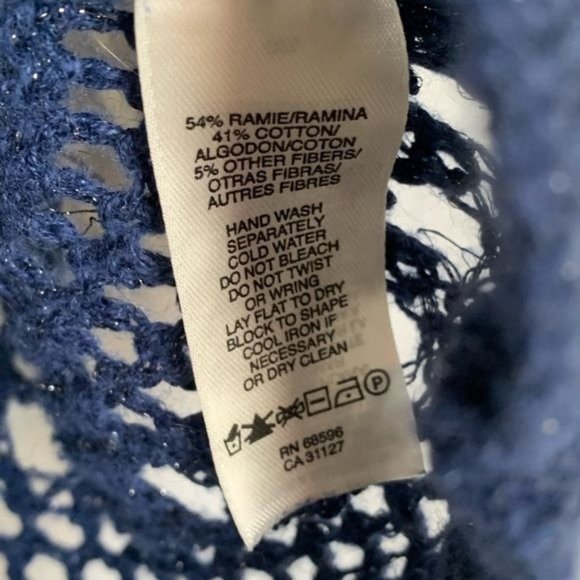 DKNY Jeans Tunic Sweater Medium Blue Silver Metallic Open Knit Long Sleeves - Picture 9 of 9